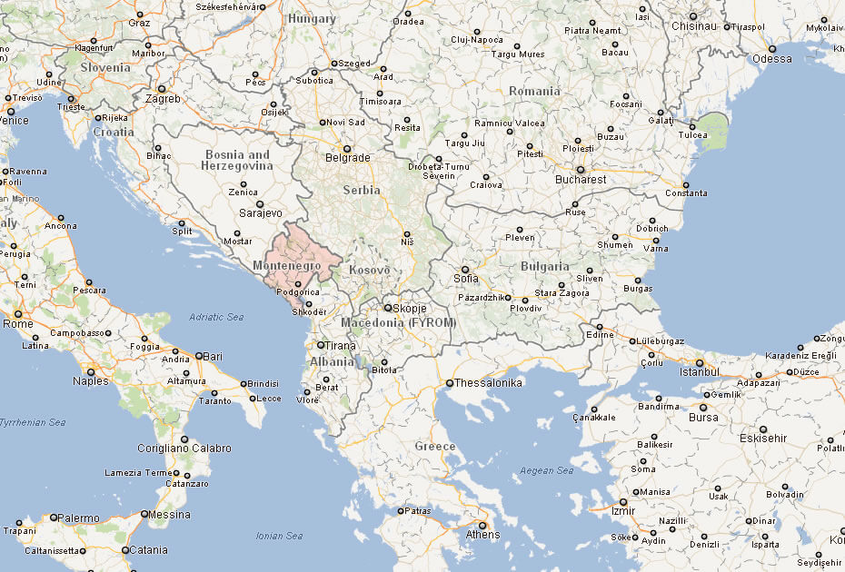 carte de Montenegro Europe